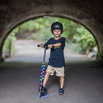 Jetson Scooters - Jupiter Kick Scooter (Pink) - Collapsible Portable Kids Push Scooter - Lightweight Folding Design with High Visibility RGB Light Up LEDs on Stem, Wheels, and Deck