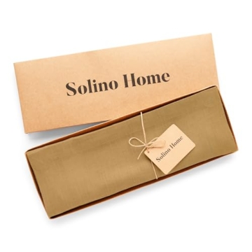 Solino Home Camel Linen Placemats Set of 4 – 100% Pure Linen Fabric Placemats 19" L x 14" W Inch – Machine Washable Cloth Placemats for Spring – Diana Medium Weight