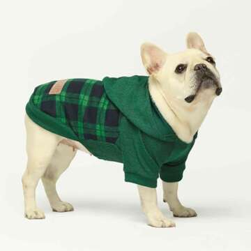 Fitwarm Tartan Plaid Dog Hoodie for Small Dogs and Cats