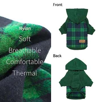 Fitwarm Tartan Plaid Dog Hoodie for Small Dogs and Cats
