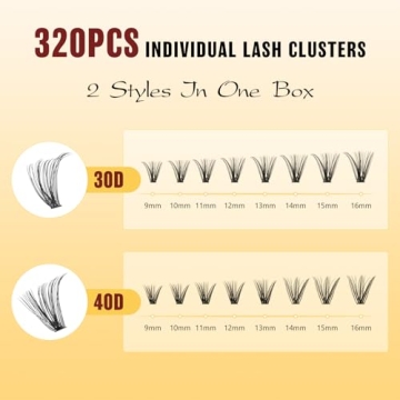 QUEWEL Lash Extension Kit - 320 Pcs of 30D+40D Lashes