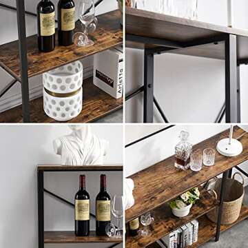 SHOCOKO Rustic Console Table for Living Room, 39 Inch Industrial Sofa Table with Shelves, Wood and Metal Entryway Table with Storage