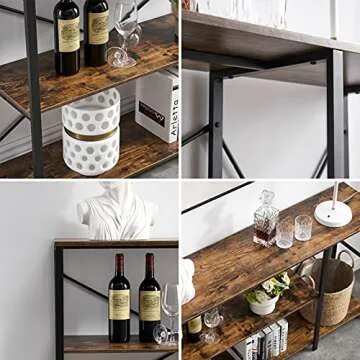 SHOCOKO Rustic Console Table for Living Room, 39 Inch Industrial Sofa Table with Shelves, Wood and Metal Entryway Table with Storage