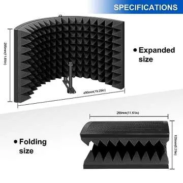 Aokeo (AO-302) Professional Studio Recording Microphone Isolation Shield.High Density Absorbent Foam is Used to Filter Vocal. Suitable for Blue Yeti and Any Condenser Microphone Recording Equipment