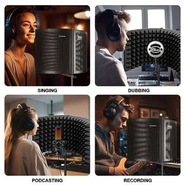 Aokeo (AO-302) Professional Studio Recording Microphone Isolation Shield.High Density Absorbent Foam is Used to Filter Vocal. Suitable for Blue Yeti and Any Condenser Microphone Recording Equipment
