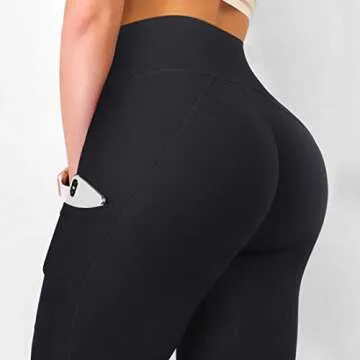 RUUHEE Women V Cross Waist High Waisted Crossover Leggings with Pockets Running Yoga Pants(Small,Black-7)