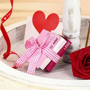 Valentine's Day Mini Wood Faux Books For Decor