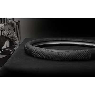 Leather Steering Wheel Cover - Car Steering Wheel Cover 15 inch Universal Fit Microfiber Steering Wheel Cover Anti-Slip, Soft, Breathable, Full Surround Car Wheel Cover