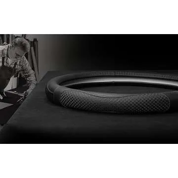 Leather Steering Wheel Cover - Car Steering Wheel Cover 15 inch Universal Fit Microfiber Steering Wheel Cover Anti-Slip, Soft, Breathable, Full Surround Car Wheel Cover