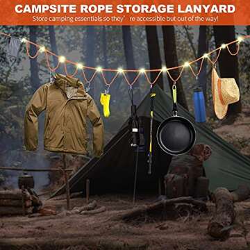 Campsite Storage Strap Camping Accessories, Camping Gear and Equipment Lanyard 16ft adjustable for H...