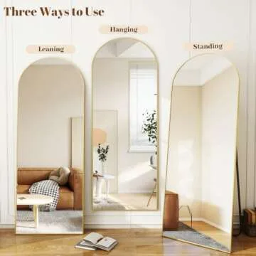 Koonmi Full Length Mirror, 64"x21" Arched Gold Mirror Full Length, Standing Hanging or Leaning Full Body Mirror with Aluminum Alloy Frame for Living Room and Bedroom