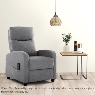Recliner Chair with Massage and Lumbar Support, Small Fabric Home Theater Seating, Adjustable Modern Reclining Chair for Adults in Living Room