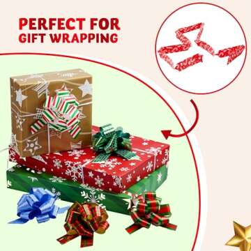 JOYIN 24 PCS Christmas Wrap Ribbon Pull Bows (5" Wide); Easy and Fast Gift Wrapping Accessory for presents, Bows, Baskets, Wine Bottles Decoration, Xmas Gift Wrapping and Decoration Present