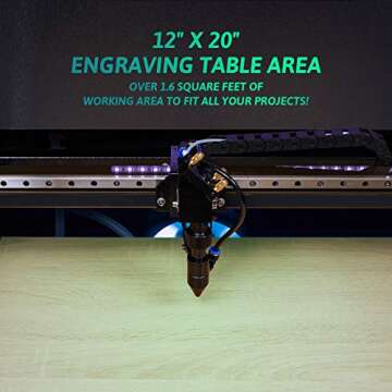 OMTech 50W CO2 Laser Engraver with 12x20in Work Area