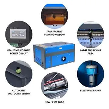 OMTech 50W CO2 Laser Engraver with 12x20in Work Area
