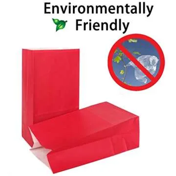 KEYYOOMY Small Bright Color Paper Bags Red Party Goody Bags Party Favor Bags Paper Lunch Bags (Red, 50 CT, 4.7 X 2.4 X 8.7 In)