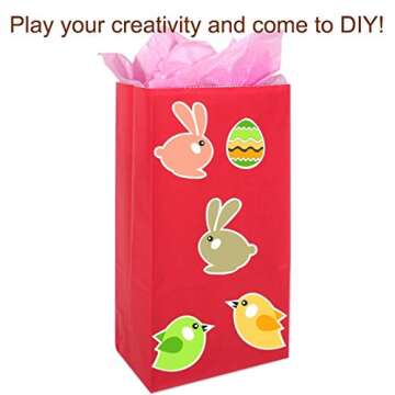 KEYYOOMY Small Bright Color Paper Bags Red Party Goody Bags Party Favor Bags Paper Lunch Bags (Red, 50 CT, 4.7 X 2.4 X 8.7 In)