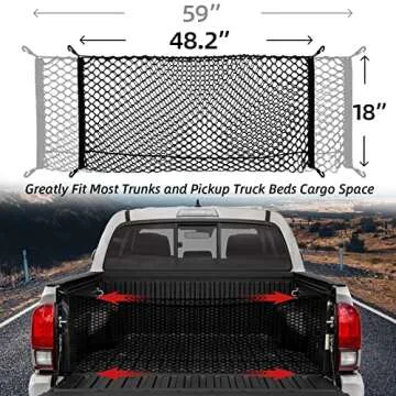 KARCOCA Cargo Net for Pickup Truck Bed - Ultimate Storage Solution with Metal Carabiner Buckles