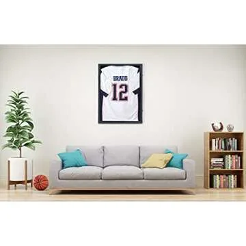 KCRasan Jersey Display Frame Case - Large Lockable Frames Shadow Box with UV Protection for Baseball Basketball Football Soccer Hockey Sport Shirt Matte Black Finish