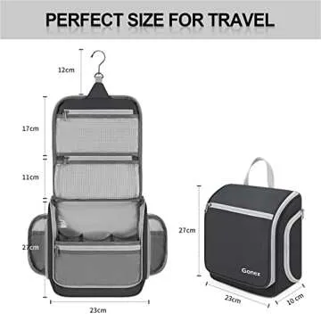 Gonex Hanging Toiletry Bag, Travel Organizer Bag for Makeup and Toiletries, Men and Women Black