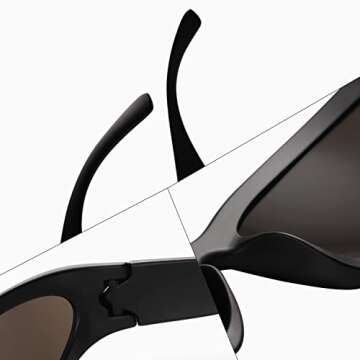 VANLINKER Wrap Around Sport Sunglasses for Women Trendy Fashion Shades Black Frame Blue Lens