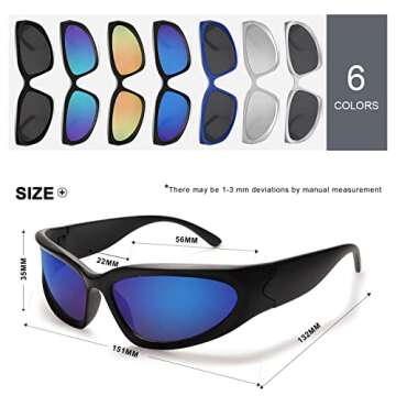 VANLINKER Wrap Around Sport Sunglasses for Women Trendy Fashion Shades Black Frame Blue Lens
