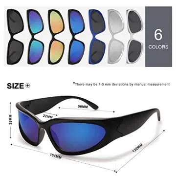 VANLINKER Wrap Around Sport Sunglasses for Women Trendy Fashion Shades Black Frame Blue Lens