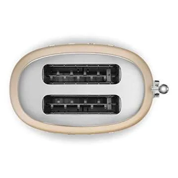 SMEG 2 Slice Toaster with 6 Presets and Defrost Function and Removable Crumb Tray TSF01CHMUS, Matte Champagne