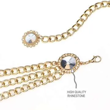 Glamorstar Multilayer Metal Waist Chain Dress Belts Metal Belt for Women