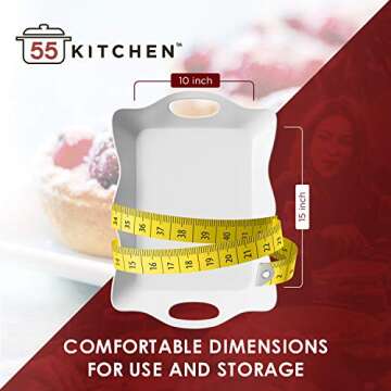 Premium Food Serving Trays (Set of 3) by 55Kitchen - High Quality Stackable BPA-Free Plastic Tray Set - Dishwasher Safe Plastic Trays For Use At Home, Parties and Events - Acrylic Tray