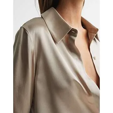 Houmous Satin Silk Button Down Shirt for Elegant Style
