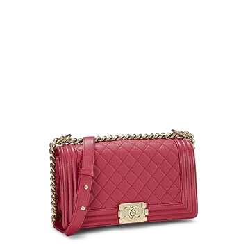 Chanel, Pre-Loved Pink Quilted Caviar Boy Bag Medium, Pink