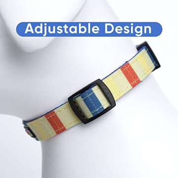 Pawtitas Pet Soft Adjustable Solid Color Nylon Puppy/Dog Collar Personalized Customizable Dog Collar Embroidered Customize w Pet Name & Phone Number X-Small Yellow/Orange/Blue