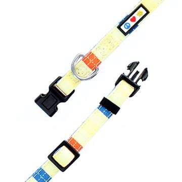 Pawtitas Pet Soft Adjustable Solid Color Nylon Puppy/Dog Collar Personalized Customizable Dog Collar Embroidered Customize w Pet Name & Phone Number X-Small Yellow/Orange/Blue