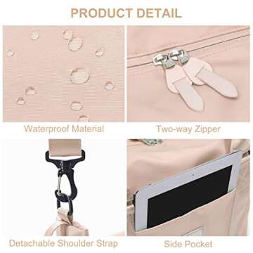 Womens travel bags, weekender carry on for women, sports Gym Bag, workout duffel bag, overnight shoulder Bag fit 15.6 inch Laptop (Large, Off White)