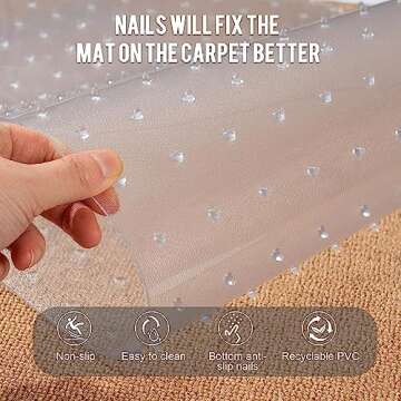 Uross Carpet Protector for Pets - Cat Carpet Protector for Doorway, Anti Scratch Under Door Cat Scratch Protector Mat, Easy to Cut Plastic Carpet Scratch Stopper, Cat Scratch Guard Carpet 3.6FT