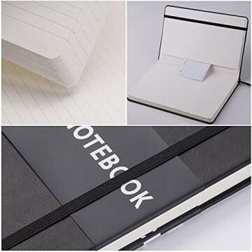 2 Pack Classic Ruled Notebooks/Journals - Premium Thick Paper Faux Leather Writing Notebook, Black, Hard Cover, Large, Lined (5.4 x 8.3)