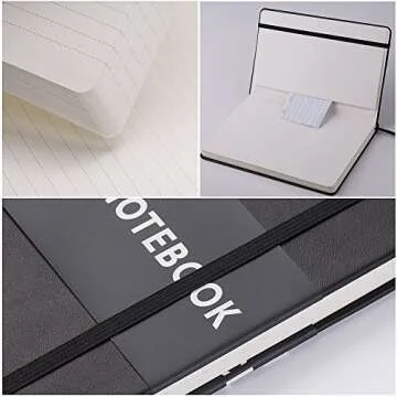 2 Pack Classic Ruled Notebooks/Journals - Premium Thick Paper Faux Leather Writing Notebook, Black, Hard Cover, Large, Lined (5.4 x 8.3)