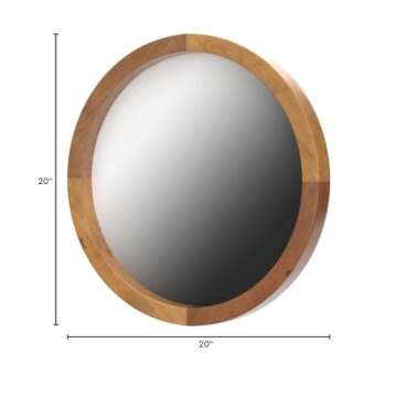 Stratton Home Decor Maddie Round Wood Mirror | Handcrafted Light Natural Wood Mirror for Bathrooms or Any Room | Easy to Hang Classic Wood Frame Mirror to Match All Decor Styles | 20”x2.25”x20”