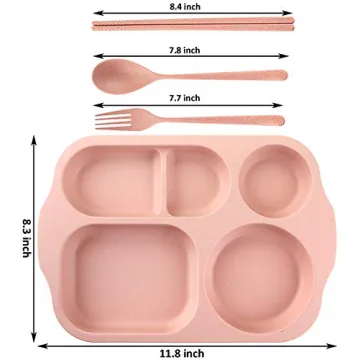 Durable Nicunom Divided Plates with Utensils for All Ages
