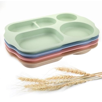 Durable Nicunom Divided Plates with Utensils for All Ages