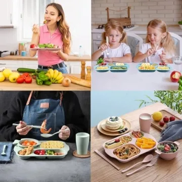 Durable Nicunom Divided Plates with Utensils for All Ages