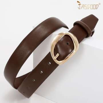 JASGOOD Stylish Leather Belt for Women with Unique Buckle