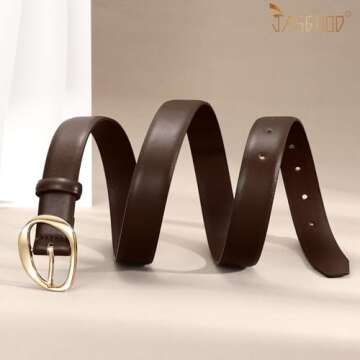 JASGOOD Stylish Leather Belt for Women with Unique Buckle