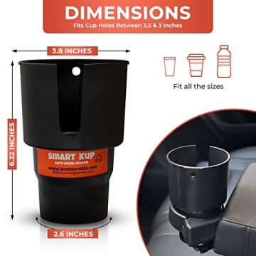 Car Cup Holder Expander - Fits Hydro Flasks 32/40 oz, Nalgene, Yeti & Large Bottles up to 3.8 inches Wide - for Car up to 3.2 Inches Wide - Black