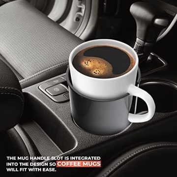 Car Cup Holder Expander - Fits Hydro Flasks 32/40 oz, Nalgene, Yeti & Large Bottles up to 3.8 inches Wide - for Car up to 3.2 Inches Wide - Black