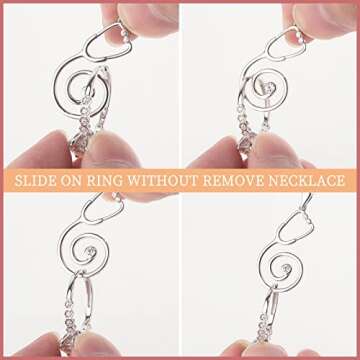 Ring Holder Necklace for Nurse - 925 Sterling Silver Stethoscope Necklaces Bcirthstone Medical Jewelry for Doctor Nurse RN Medical Student Graduation Gifts for Women (Amethyst（June）)