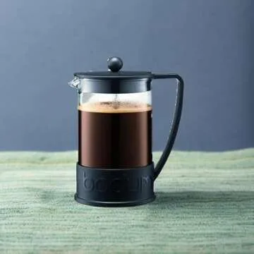 Bodum 51oz Brazil French Press Coffee Maker, High-Heat Borosilicate Glass, Black - Made in Portugal