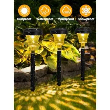 ROOR Ultra Bright Solar Lights 12 Pack, Outdoor Solar Pathway Lights, Warm White Yard Lights, IP67 Waterproof LED Garden Lights for Path Backyard Christmas Lawn Landscape Decorative