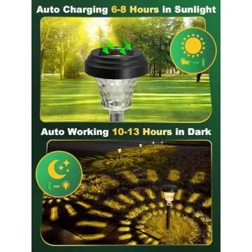 ROOR Ultra Bright Solar Lights 12 Pack, Outdoor Solar Pathway Lights, Warm White Yard Lights, IP67 Waterproof LED Garden Lights for Path Backyard Christmas Lawn Landscape Decorative
